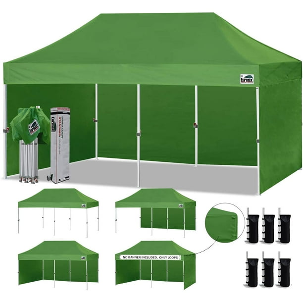 Bonus 4 SandBags Purple Eurmax 10x10 Ez Pop-up Canopy Tent Commercial Instant Canopies with 4 Removable Zipper End Side Walls and Roller Bag